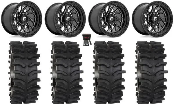 Fuel Runner 15×10 Wide Wheels Black 32″ XT400W Tires Can-Am Commander Maverick Renegade Outlander Defender