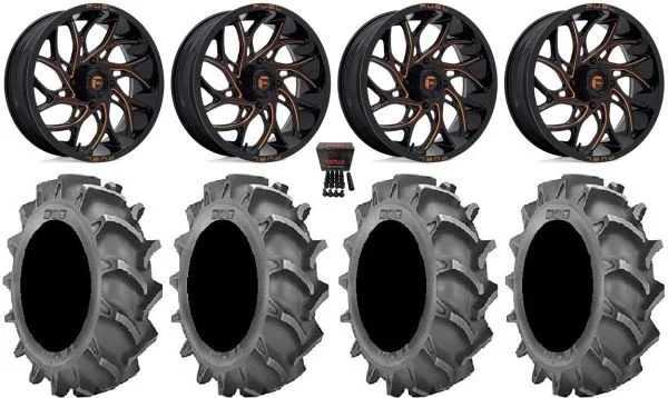 Fuel Runner 18″ Wheels Orange 33×8 (6ply) BKT 171 Tires Kawasaki Teryx Mule