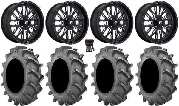 Fuel Stroke Black 20″ Wheels 37×9.5 BKT 171 Tires Can-Am Maverick X3 / Honda Pioneer 1000 / Talon