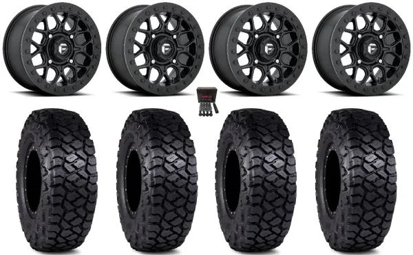 Fuel Tech Beadlock 15″ Wheels Bk 35″ Intersect Tires Can-Am Maverick X3 / Honda Pioneer 1000 / Talon