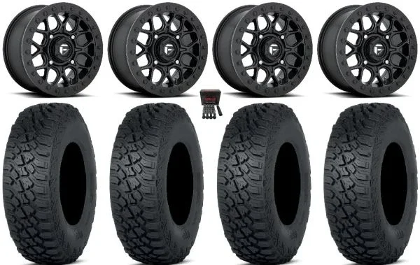Fuel Tech Beadlock Black 15″ Wheels 33″ Tenacity XNR Tires Kawasaki Teryx Mule