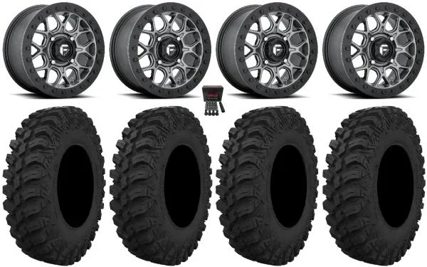 Fuel Tech Beadlock Gm 15″ Wheels 32″ Crawler AT Tires Kawasaki Mule Pro FXT KRX / Yamaha Wolverine RMAX / YXZ 2019+