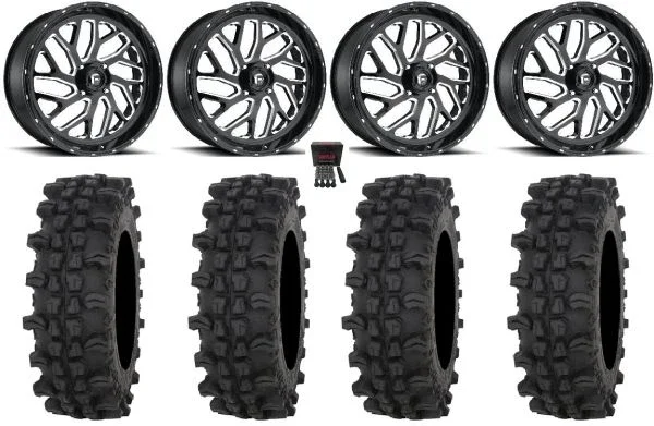 Fuel Triton 24″ Wheels Black 40″ ACP Tires Kawasaki Mule Pro FXT KRX / Yamaha Wolverine RMAX / YXZ 2019+