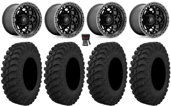 Fuel Unit 15″ Wheels Black 32″ Crawler AT Tires Can-Am Commander Maverick Renegade Outlander Defender