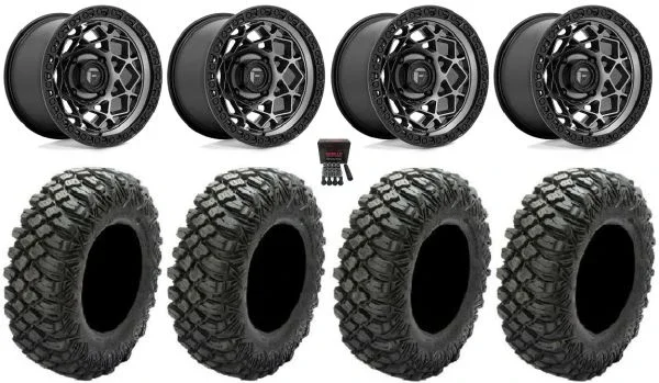 Fuel Unit 15″ Wheels Gunmetal 30″ Crawler XR Tires Kawasaki Teryx Mule