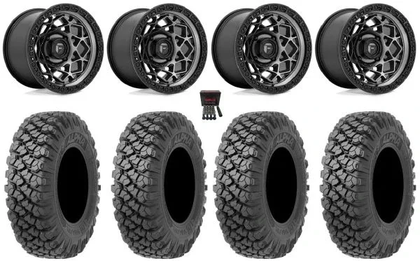 Fuel Unit 15″ Wheels Gunmetal 35″ Alpha Tires Polaris Sportsman / RZR / Ranger