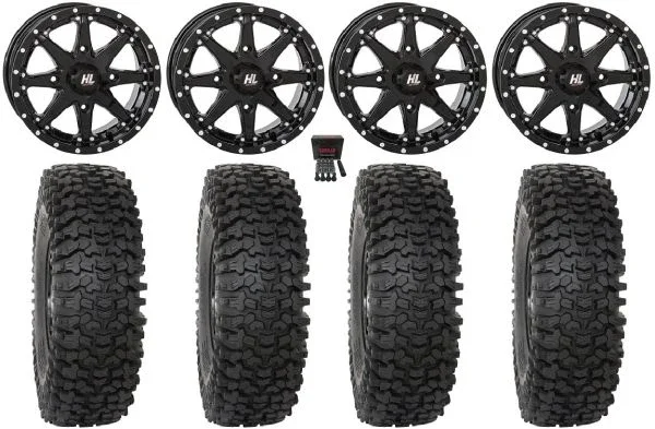High Lifter HL10 15″ Wheels Black 37″ RC500S Sticky Tires Can-Am Commander Maverick Renegade Outlander Defender