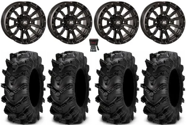 High Lifter HL21 14″ Wheels Black 28″ Cryptid Tires Can-Am Maverick X3 / Honda Pioneer 1000 / Talon