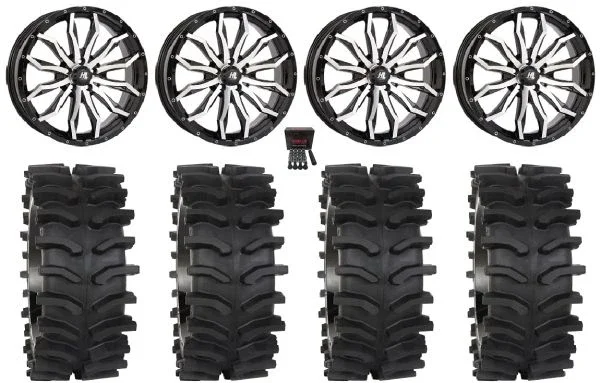 High Lifter HL21 24″ Wheels Machined 35″ XT400W Tires Polaris RZR Turbo R & Pro R Ranger 1500 Xpedition