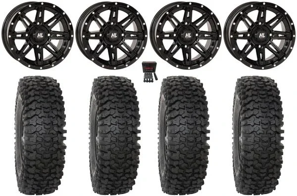High Lifter HL22 14″ Wheels Black 30″ RC500 Tires Kawasaki Teryx Mule