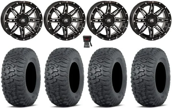 High Lifter HL22 14″ Wheels Machined 28″ Terra Hook Tires Polaris Sportsman / RZR / Ranger