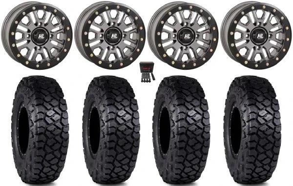 High Lifter HL23 Beadlock 15″ Wheels Gunmetal 32″ Intersect Tires Can-Am Maverick X3 / Honda Pioneer 1000 / Talon
