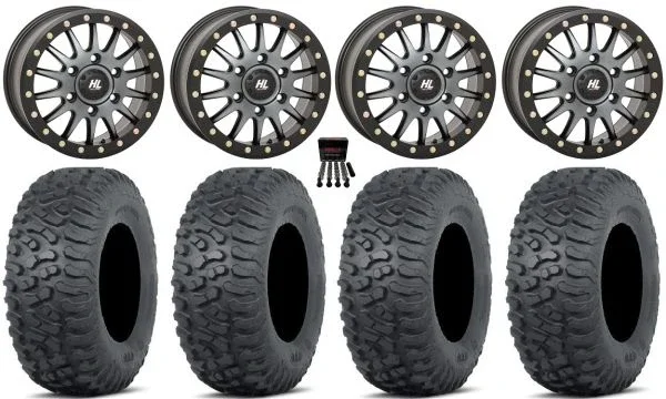 High Lifter HL24 Bdlk 15″ Wheels Dt +38mm 32″ Terra Hook Tires Can-Am Maverick R