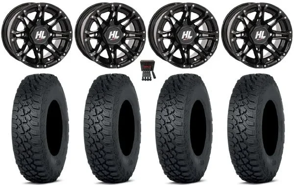 High Lifter HL3 14″ Wheels Black 30″ Tenacity XNR Tires Honda Pioneer