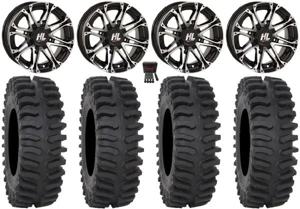 High Lifter HL3 14″ Wheels Machined 28″ XT400 Tires Can-Am Maverick X3 / Honda Pioneer 1000 / Talon