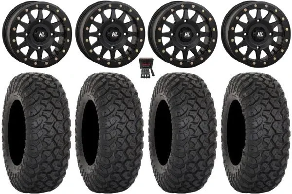 High Lifter HLA1 Bdlk 15″ Wheels Bk 33″ RT320 Tires Can-Am Commander Maverick Renegade Outlander Defender