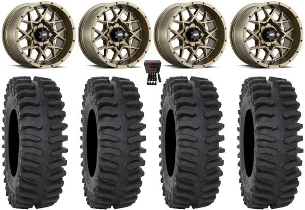 ITP Hurricane 14″ Wheels Bronze 27″ XT400 Tires Kawasaki Mule Pro FXT KRX / Yamaha Wolverine RMAX / YXZ 2019+
