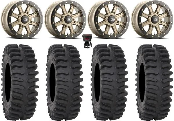 ITP Inertia Beadlock 15″ Wheels Bronze +40mm 35″ XT400 Tires Can-Am Commander Maverick Renegade Outlander Defender