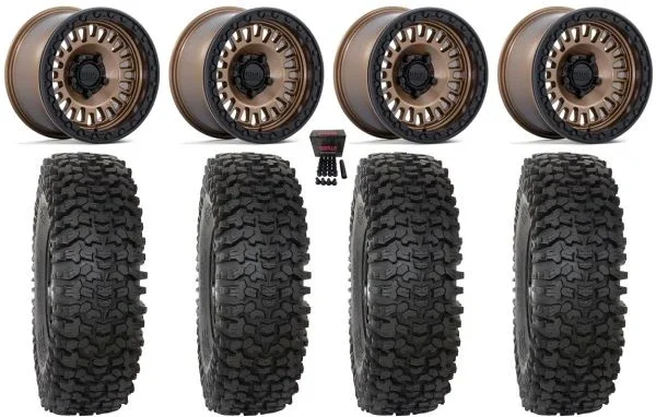 KMC Aztec Beadlock 15″ Wheels Bronze +0mm 37″ RC500 Tires Polaris RZR Turbo R & Pro R Ranger 1500 Xpedition