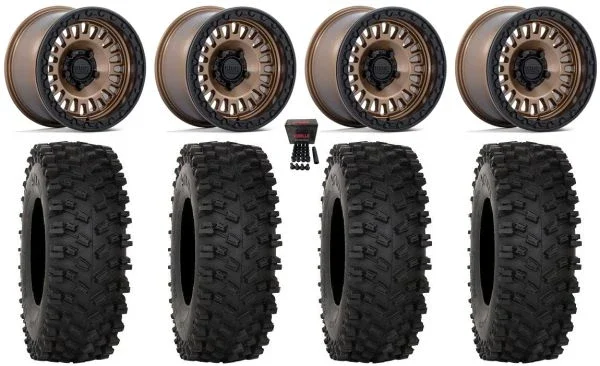 KMC Aztec Beadlock 15″ Wheels Bronze +38mm 32″ ATX470 Tires CFMoto UForce U10 Pro / U10 XL Pro / ZForce Z10 / Z10-4
