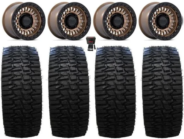 KMC Aztec Beadlock 15″ Wheels Bronze +38mm 33″ Desert Race Tires Polaris RZR XP 1000 / PRO XP / Ranger XP 900/1000