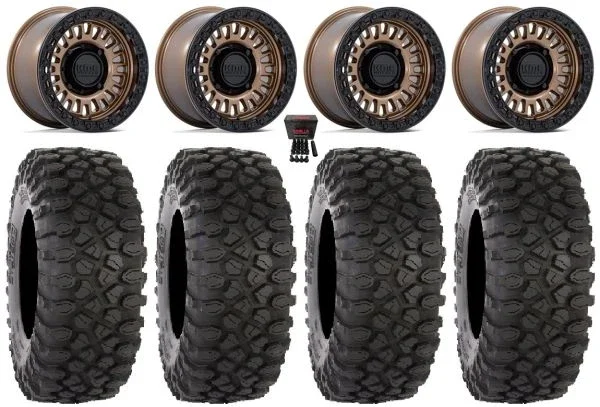 KMC Aztec Beadlock 15″ Wheels Bronze +38mm 33″ XC450 Tires Polaris RZR XP 1000 / PRO XP / Ranger XP 900/1000