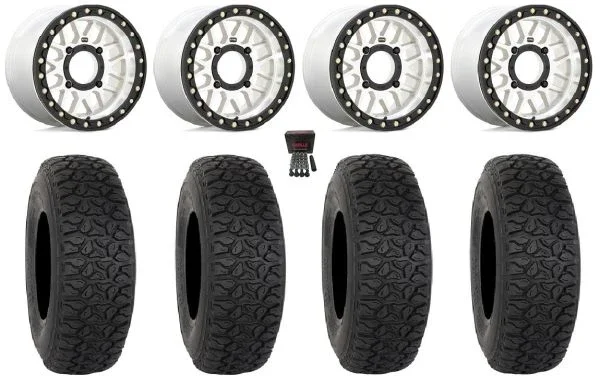 KMC Grenade Bdlk 15″ Wheels Mh +10mm 33″ DX440 Tires Kawasaki Mule Pro FXT KRX / Yamaha Wolverine RMAX / YXZ 2019+