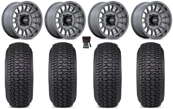 KMC Impact 15″ Wheels Anthracite 33″ Regulator 2 Tires Can-Am Commander Maverick Renegade Outlander Defender