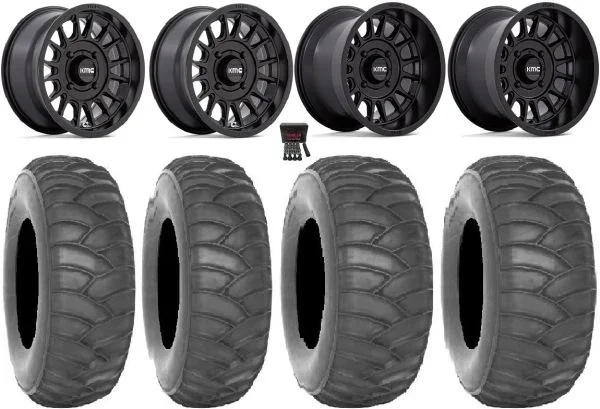 KMC Impact 15″ Wheels Black 33″ SS360 Tires Kawasaki Mule Pro FXT KRX / Yamaha Wolverine RMAX / YXZ 2019+