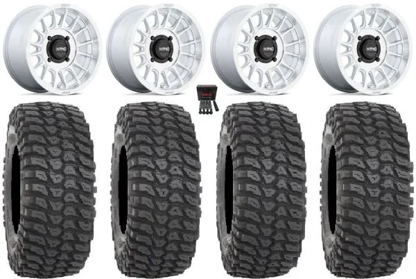 KMC Impact 15″ Wheels Machined 32″ XCR350 Tires Kawasaki Teryx Mule