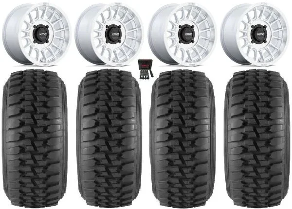 KMC Impact 15″ Wheels Machined 33″ Desert Series Tires Kawasaki Teryx Mule