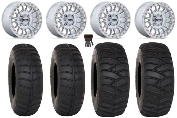 KMC Impact 15″ Wheels Machined +38mm/+0mm 33″ SS365 Tires Can-Am Maverick X3 / Honda Pioneer 1000 / Talon