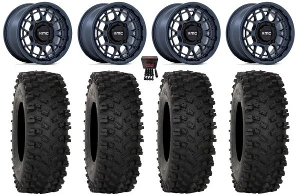 KMC Technic 15″ Wheels Blue 35″ ATX470 Tires Polaris Sportsman / RZR / Ranger
