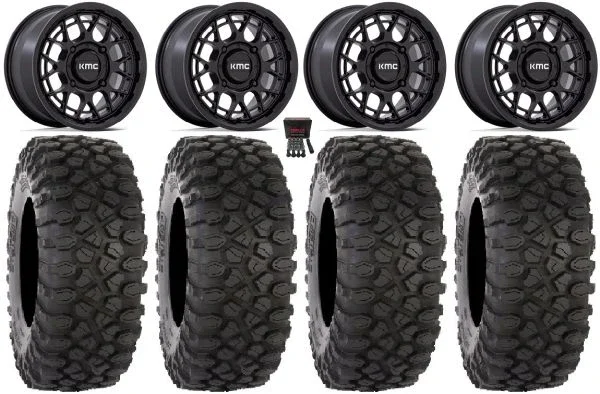 KMC Technic 15″ Wheels Matte Black 33″ XC450 Tires Polaris Sportsman / RZR / Ranger