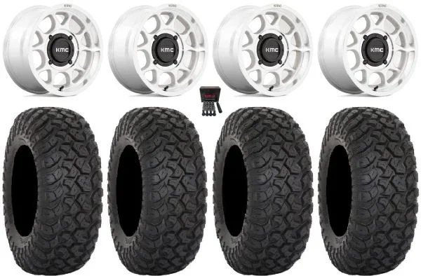 KMC Toro S 15″ Wheels Machined 32″ RT320 Tires Kawasaki Mule Pro FXT KRX / Yamaha Wolverine RMAX / YXZ 2019+