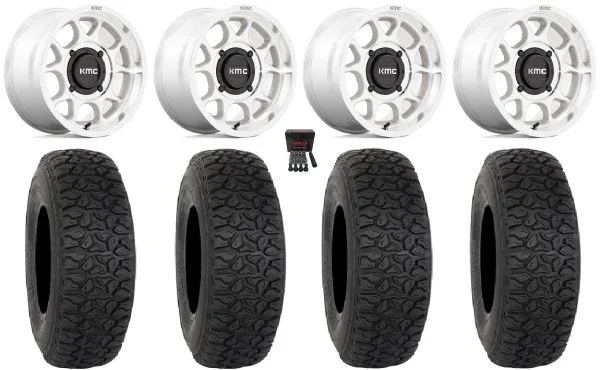 KMC Toro S 15″ Wheels Machined 33″ DX440 Tires Kawasaki Mule Pro FXT KRX / Yamaha Wolverine RMAX / YXZ 2019+