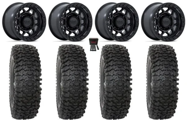 KMC Torx Bdlk 15″ Wheels Bk +0mm 32″ RC500S Sticky Tires Can-Am Commander Maverick Renegade Outlander Defender