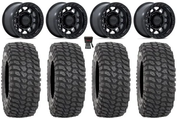 KMC Torx Bdlk 15″ Wheels Bk +0mm 33″ XCR350 Tires Can-Am Commander Maverick Renegade Outlander Defender
