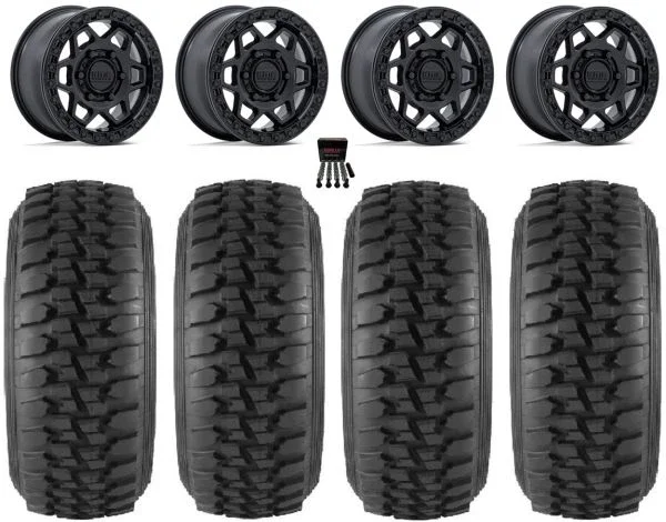 KMC Torx Bdlk 15″ Wheels Bk +38mm 32″ Desert Series Tires Can-Am Maverick R