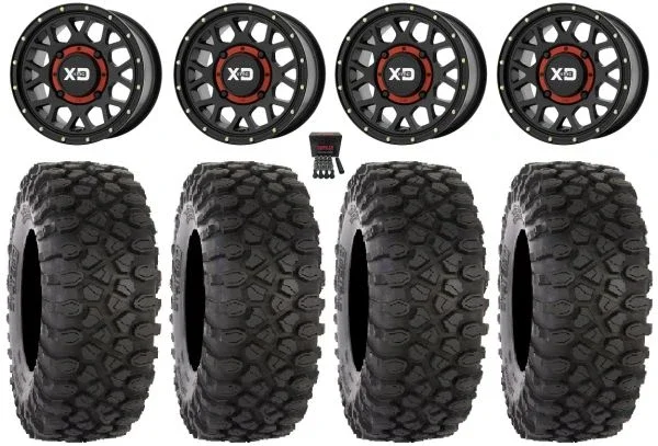 KS135 Grenade 14″ Wheels Black +38mm 28″ XC450 Tires Polaris RZR XP 1000 / PRO XP / Ranger XP 900/1000