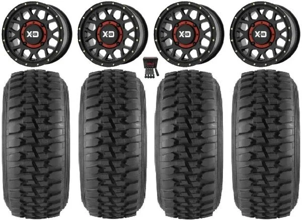 KS135 Grenade 15″ Wheels Black 33″ Desert Series Tires Polaris Sportsman / RZR / Ranger