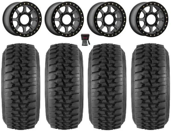 KS234 Addict 2 Beadlock 15″ Wheels Gray 33″ Desert Series Tires Can-Am Maverick X3 / Honda Pioneer 1000 / Talon