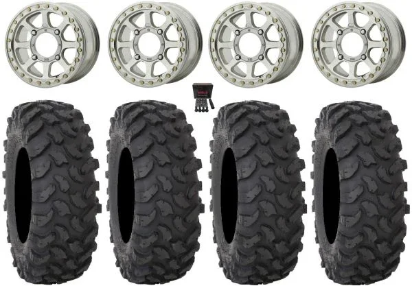 KS234 Addict 2 Beadlock 15″ Wheels Machined 35″ XTR370 Tires Can-Am Commander Maverick Renegade Outlander Defender