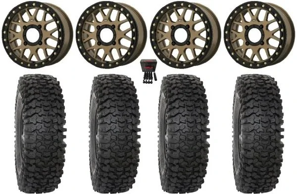 KS235 Grenade 15″ Wheels Bronze 32″ RC500S Sticky Tires Can-Am Commander Maverick Renegade Outlander Defender