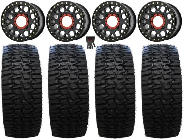 KS235 Grenade Black 15″ Wheels 33″ Desert Race Tires Can-Am Maverick X3 / Honda Pioneer 1000 / Talon