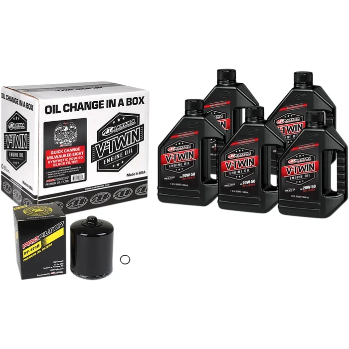 MAXIMA RACING OIL 3601-0722 90-129015PB Quick Change Milwaukee-Eight Synthetic 20W-50 Oil Change Kit Quick Change M8 Synthetic 20W-50 Oil Change Kit – Black Filter