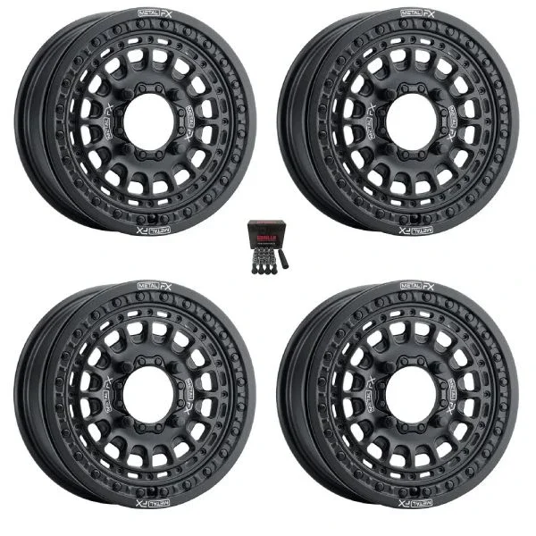Metal FX Hitman Beadlock 15″ Wheels Black Can-Am Commander Maverick Renegade Outlander Defender
