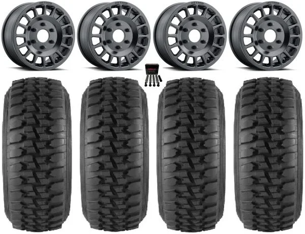 Method 407 15″ Wheels Black 30″ Desert Series Tires Can-Am Maverick R