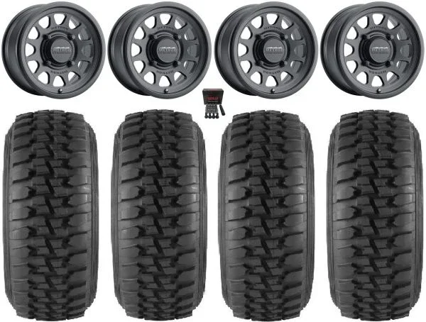 Method 414 15″ Wheels Black +13mm 33″ Desert Series Tires Can-Am Commander Maverick Renegade Outlander Defender