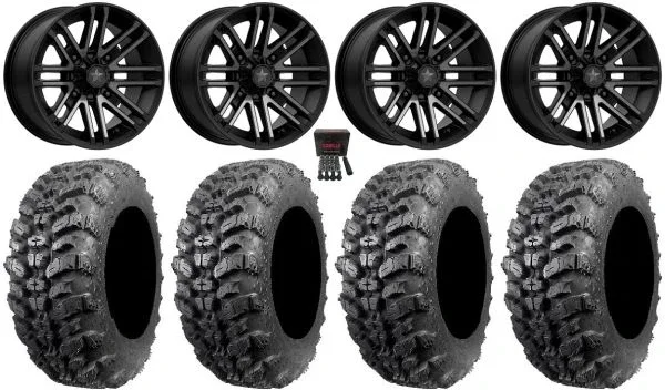 MSA Black Rogue 14″ ATV Wheels 28″ Sniper 920 Tires Polaris Sportsman / RZR / Ranger